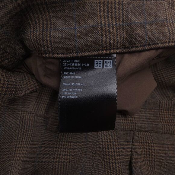 NEW Uniqlo Smart 2-Way Stretch Glen-Checked Ankle Pants Brown Academia Old Money - Picture 2 of 6